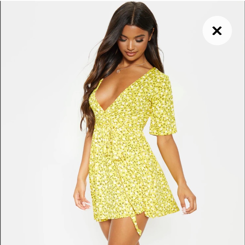 Pretty Little Thing yellow floral dress